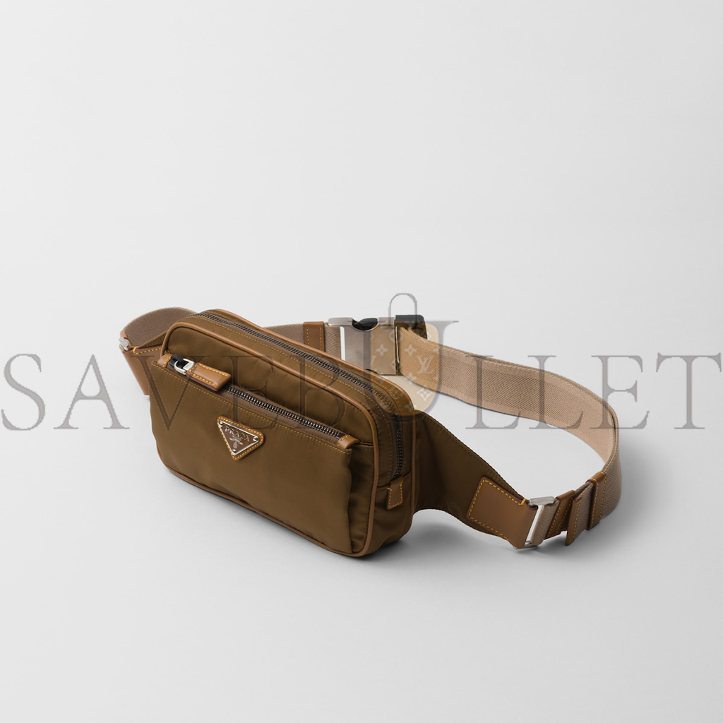 Pra*a re-nylon and leather belt bag 2vl977 (21*12.5*4.5cm)